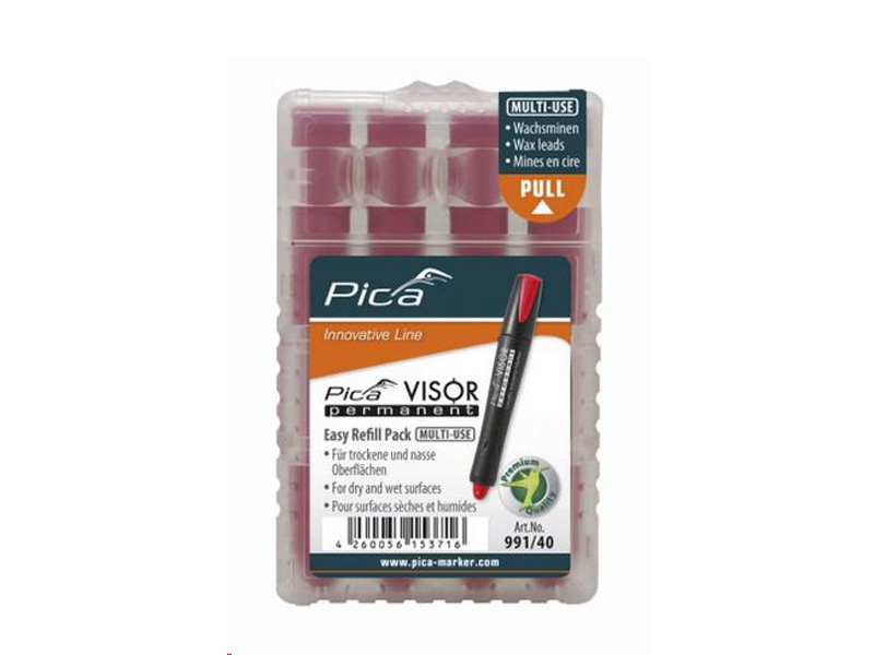 Pica VISOR permanent, Easy Refill Pack, rot - 991/40